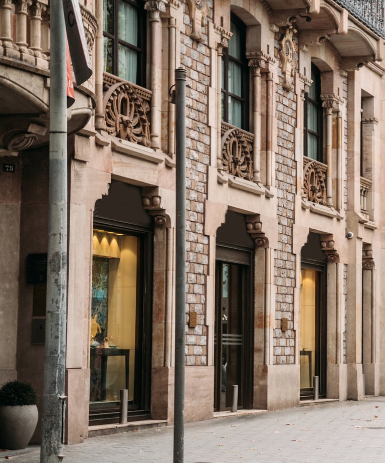 Modernist building facade in Barcelona, Spain